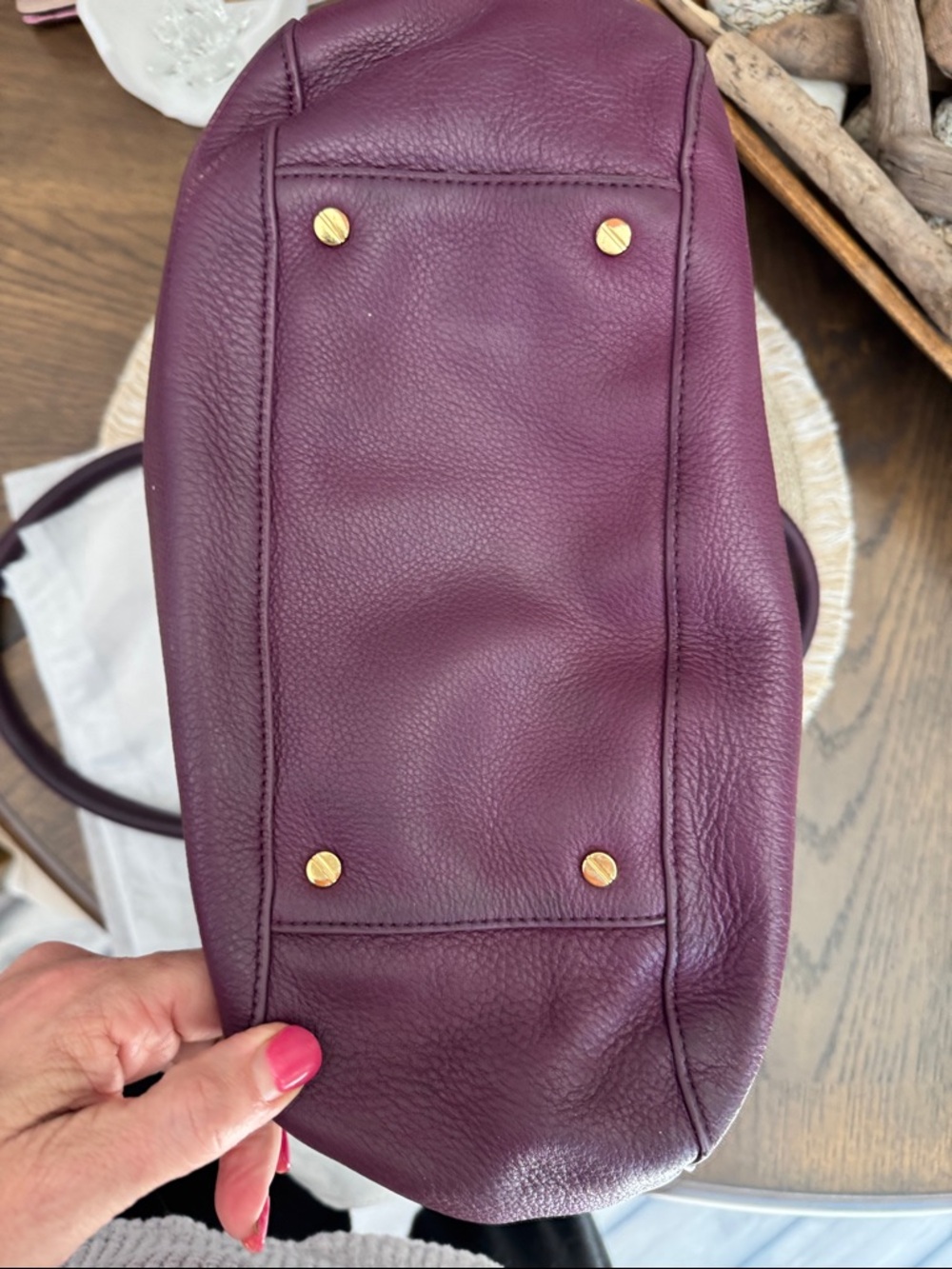 Tory Burch Amanda Plum Hobo Bag with Gold Logo & plain dusty - Picture 3 of 8